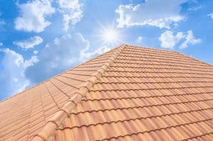 Roof tiles and sky sunlight.