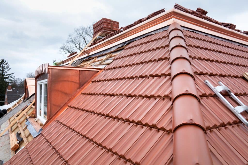 House under construction. New Roof and copper