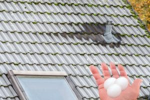 Severe damage to the roof by hail.