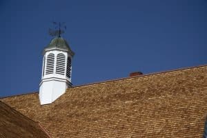 pristine cedar shake roofing on antiquited architectural cupola building